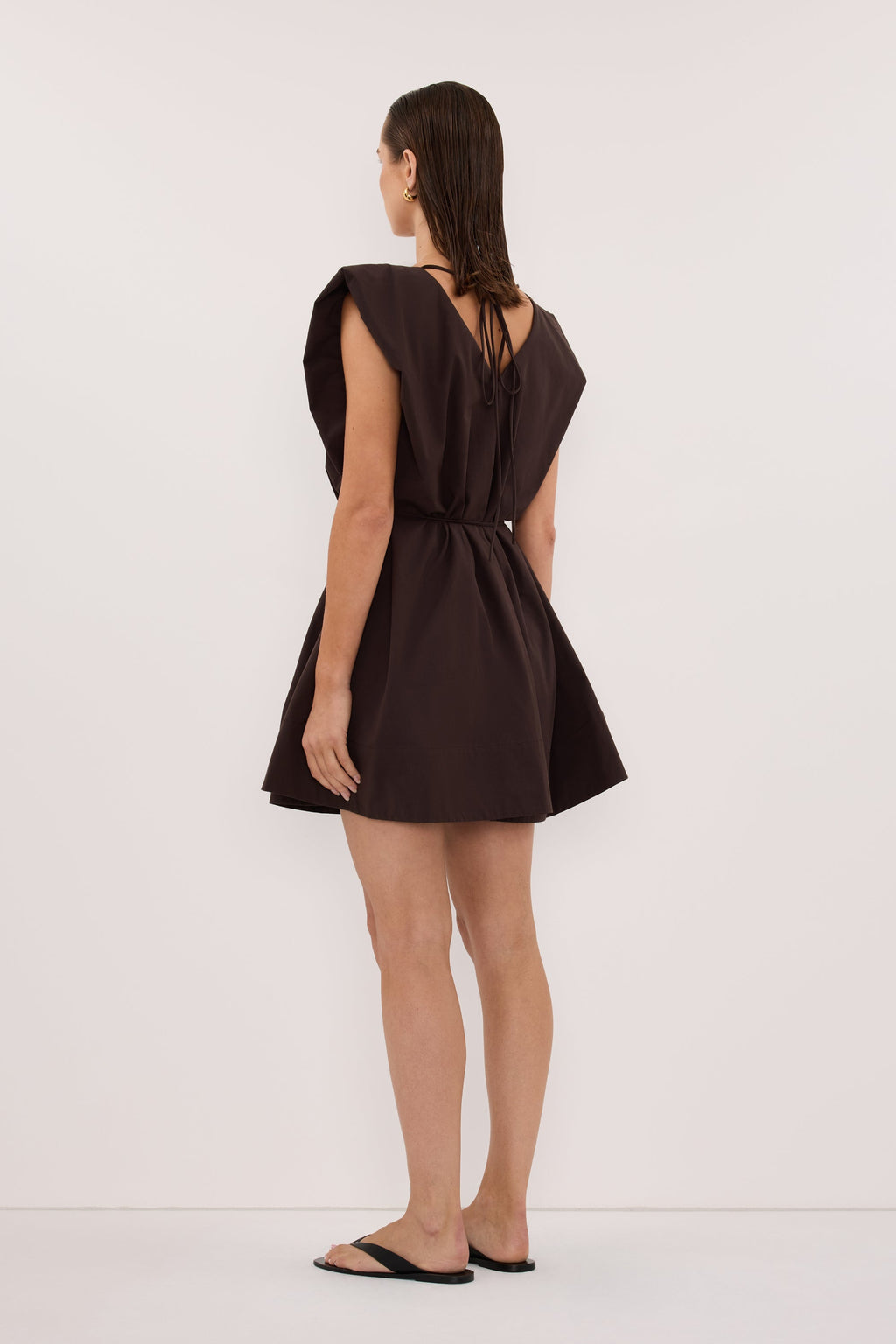 SABRE BURNT CHOC COTTON MINI DRESS