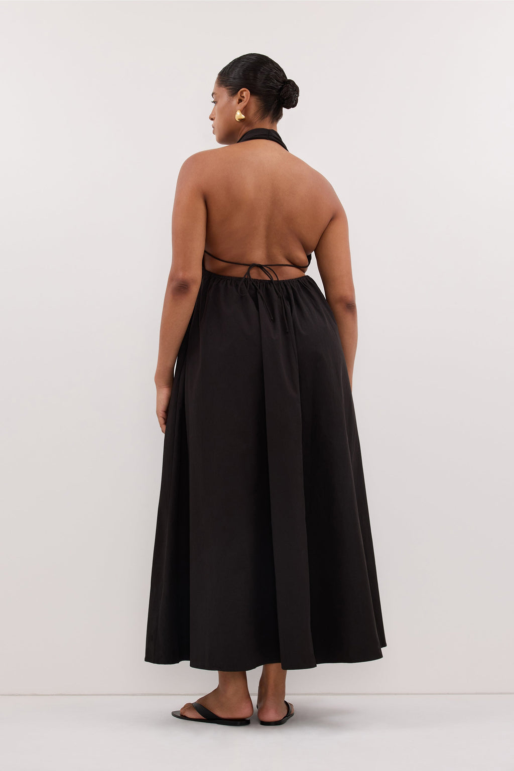 TAMMY BLACK SLEEVELESS COTTON MIDI DRESS