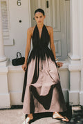 TAMMY BURNT CHOC SLEEVELESS COTTON MIDI DRESS