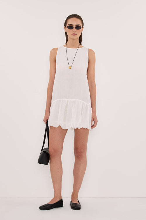 ARLO WHITE RAMIE BUBBLE MINI DRESS