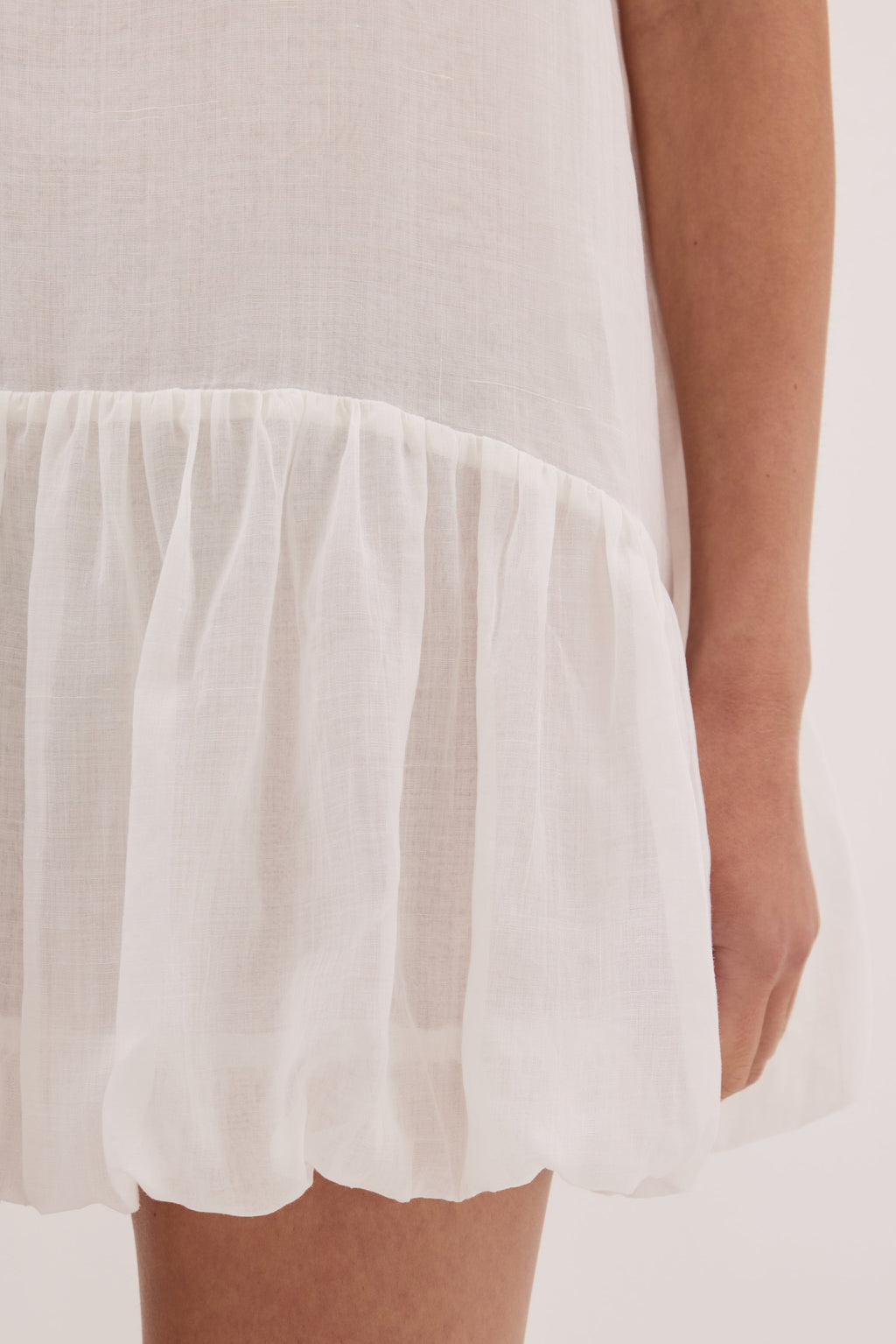 ARLO WHITE RAMIE BUBBLE MINI DRESS