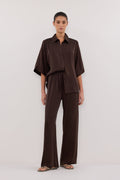 PERCY BITTER CHOC SILK SHIRT