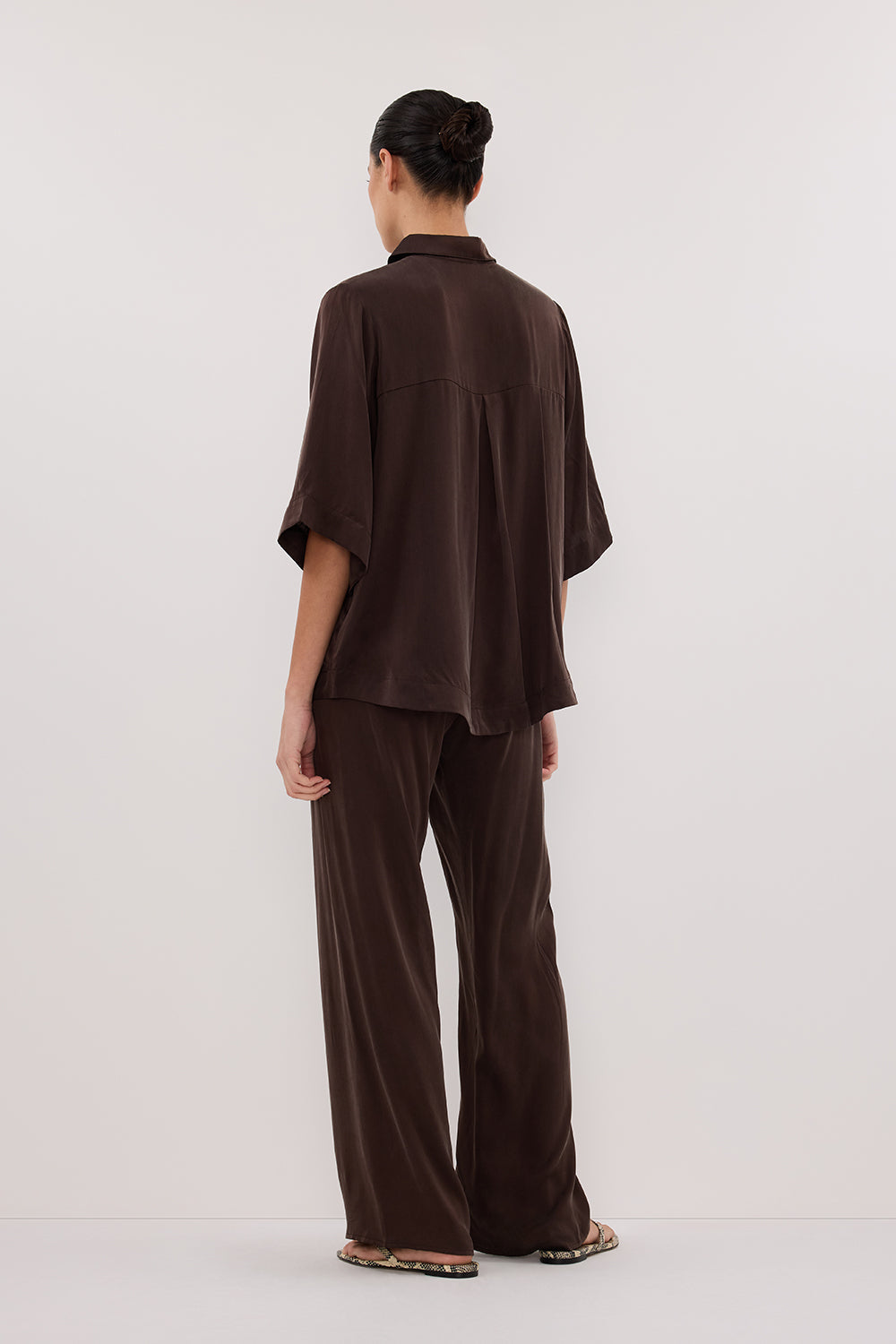 PERCY BITTER CHOC SILK SHIRT