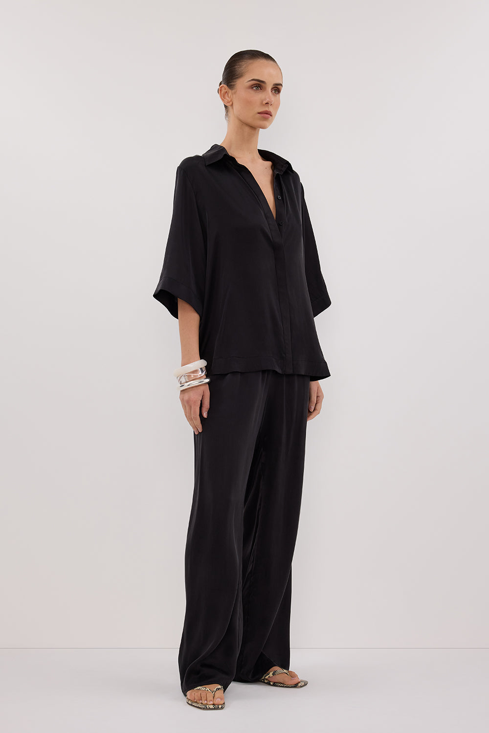 PERCY BLACK SILK SHIRT