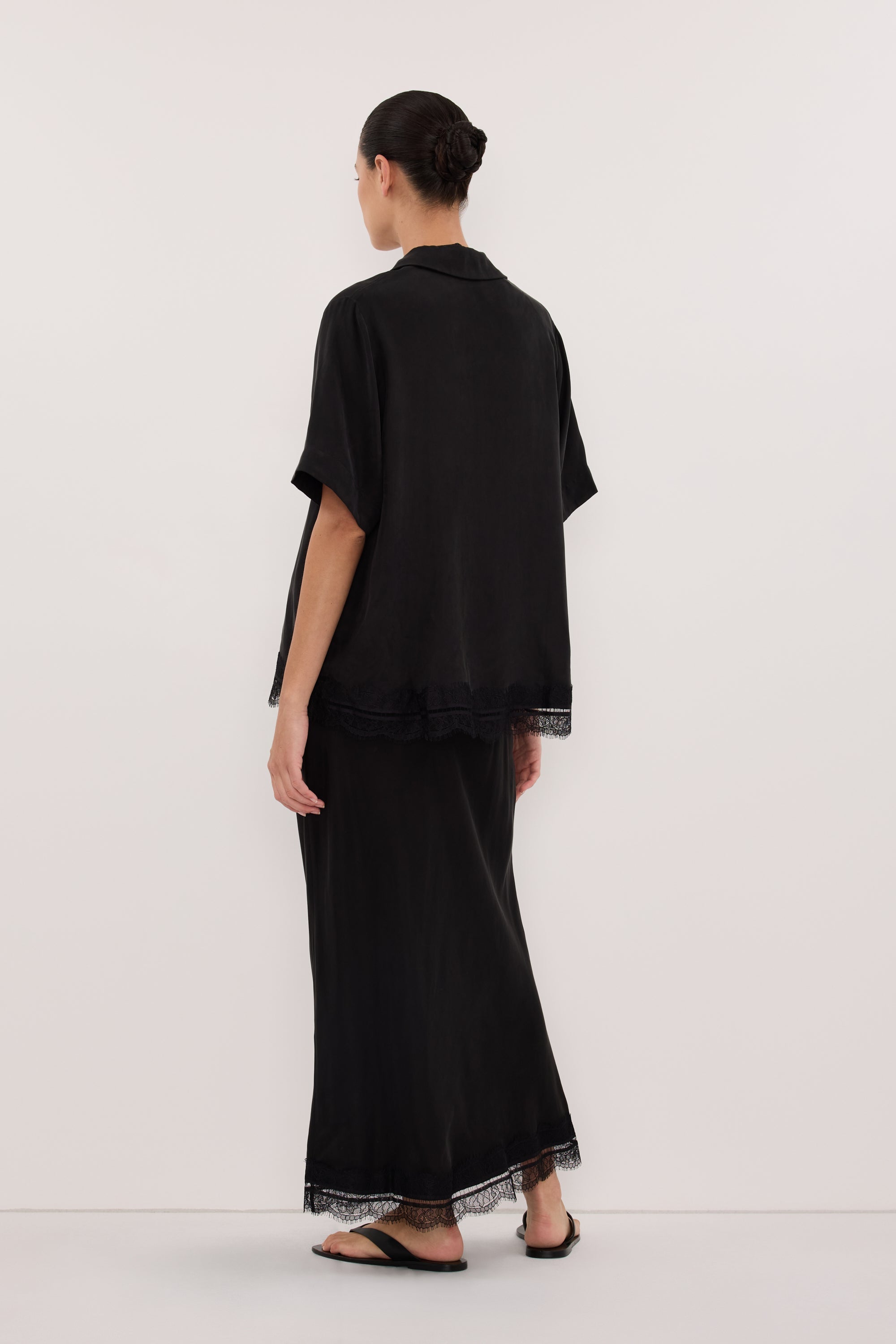 ANDREA BLACK CUPRO LACE SHIRT