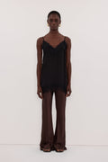NIKKI BITTER CHOC SATIN BIAS PANT