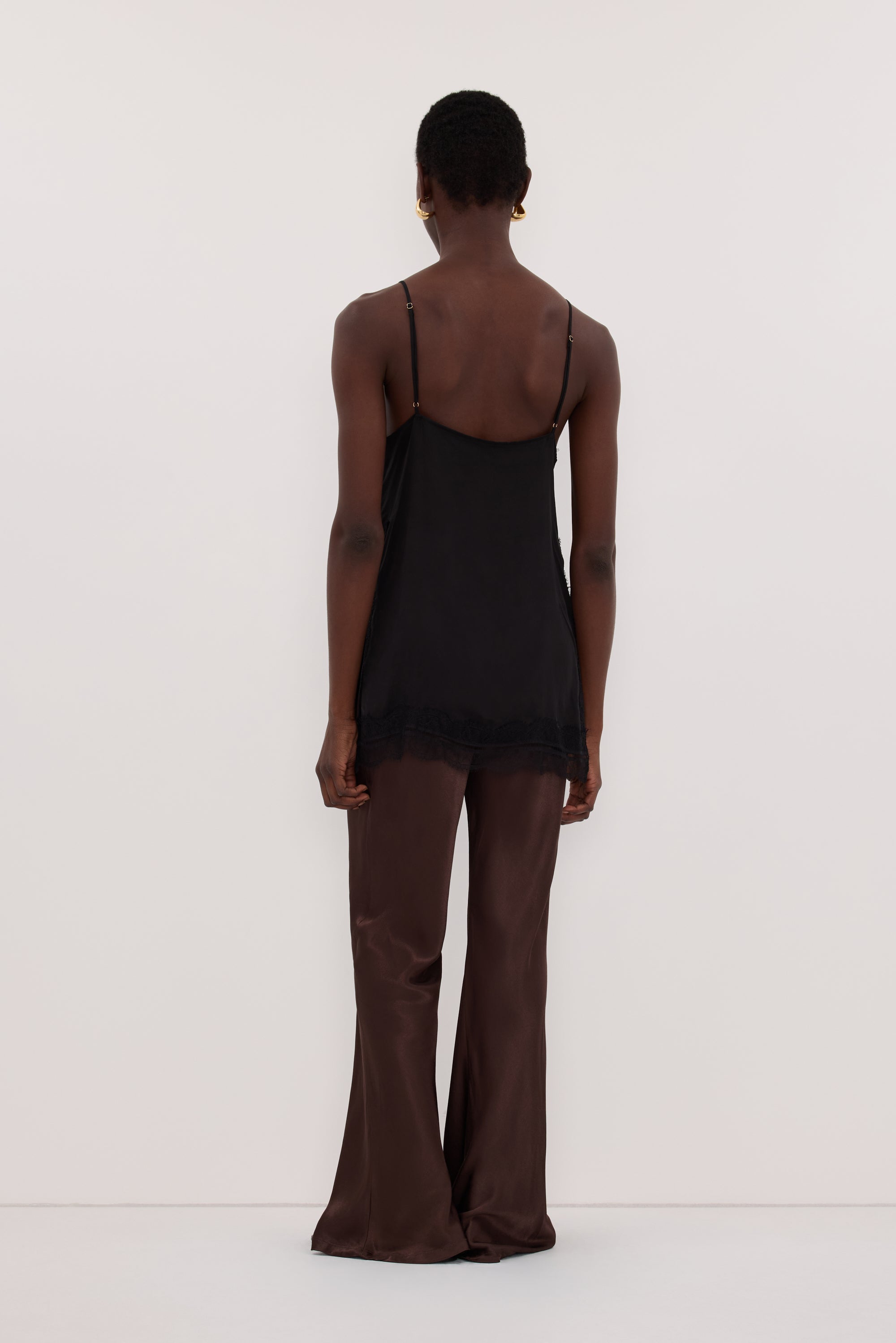 NIKKI BITTER CHOC SATIN BIAS PANT