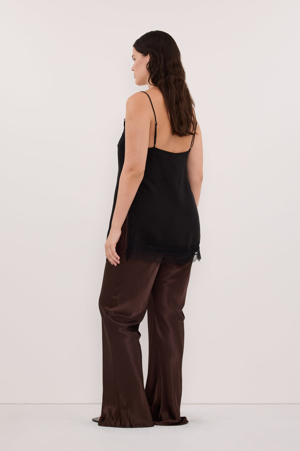 NIKKI BITTER CHOC SATIN BIAS PANT