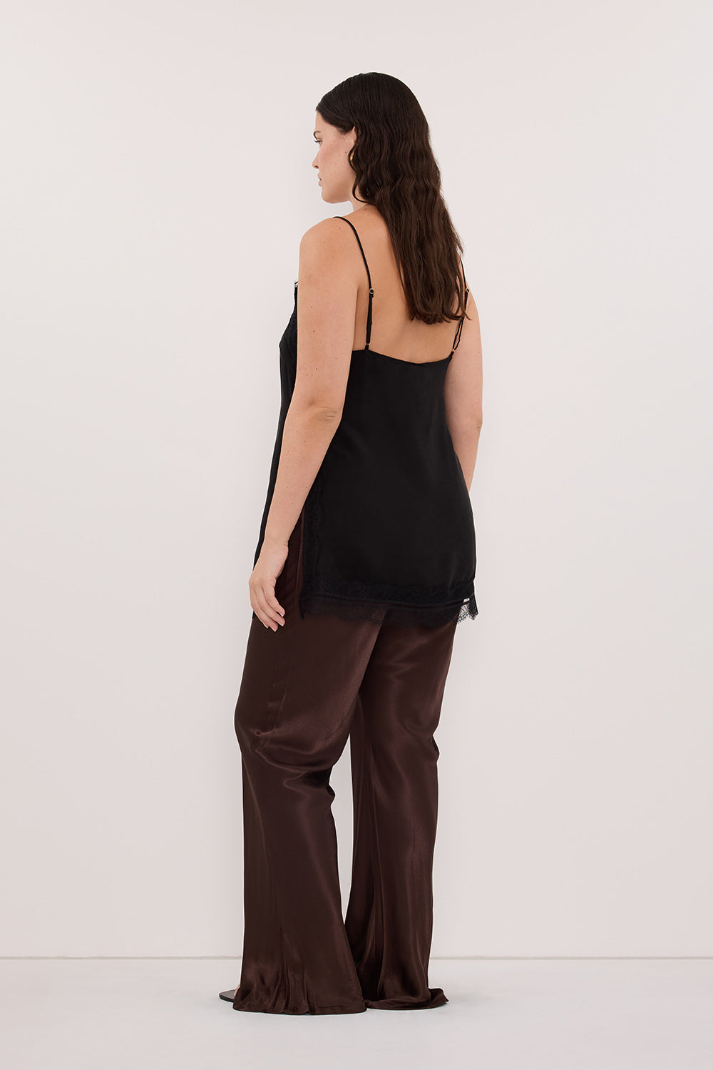 NIKKI BITTER CHOC SATIN BIAS PANT