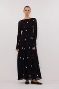 LAURA BLACK SPOT MIDI DRESS