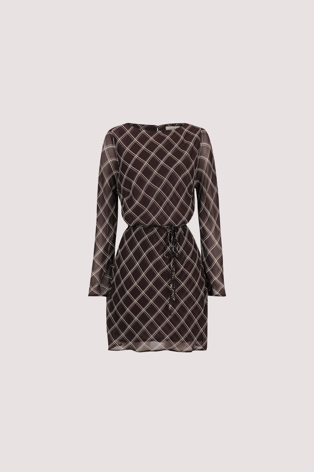 ARLINGTON CHOC LONG SLEEVE BOAT NECK MINI DRESS