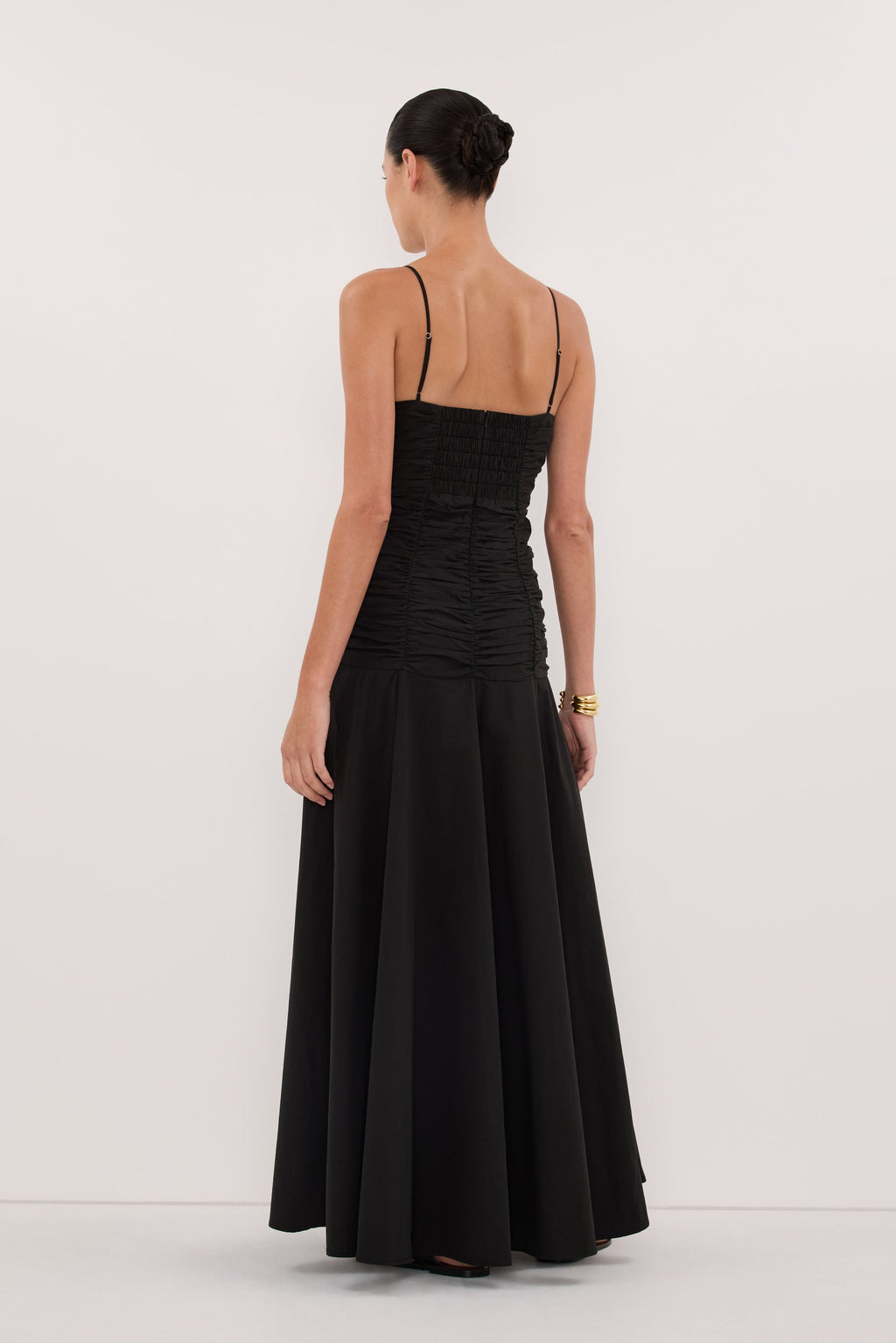 CARA BLACK SLEEVELESS COTTON MIDI DRESS