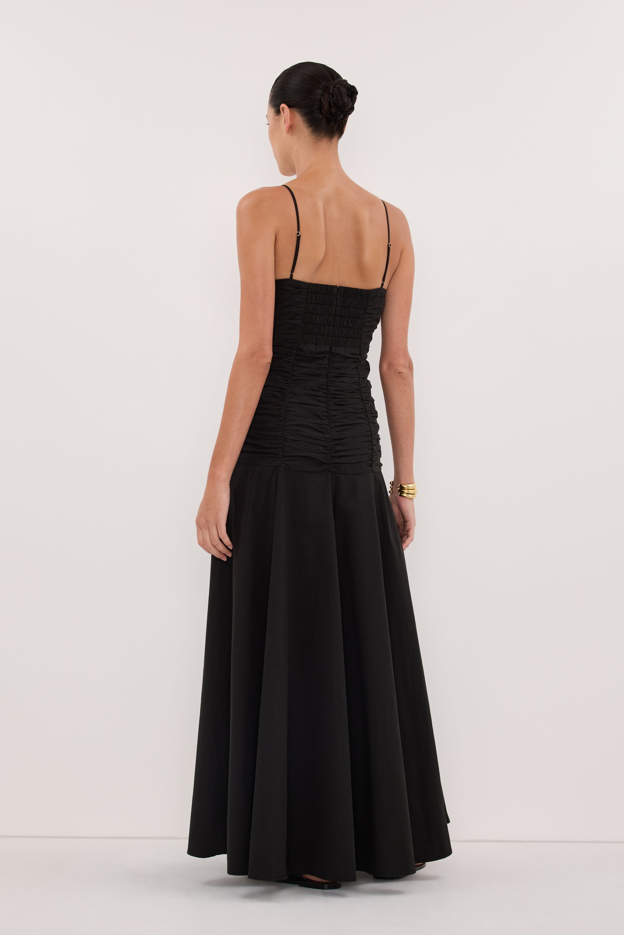 CARA BLACK SLEEVELESS COTTON MIDI DRESS