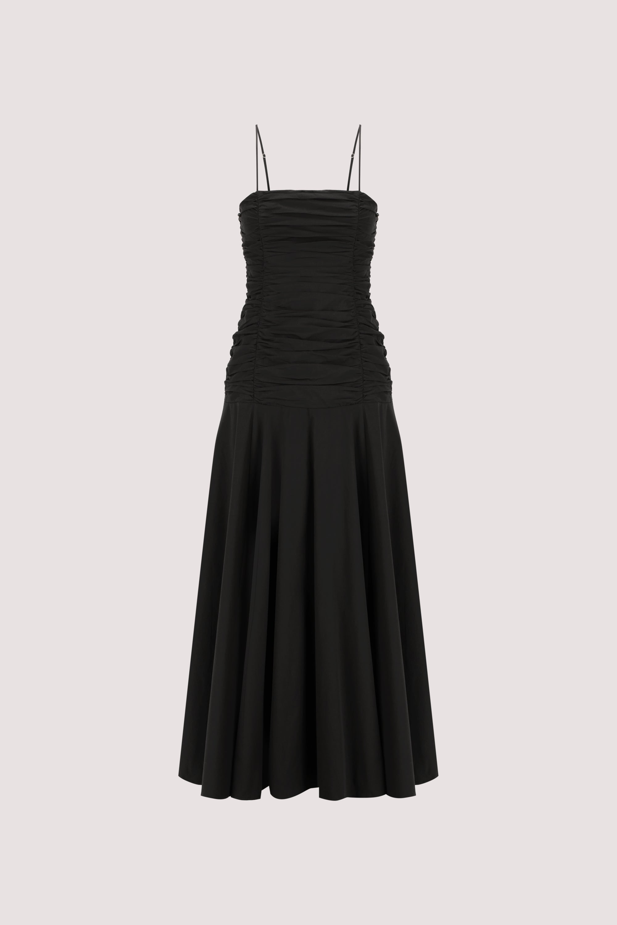 CARA BLACK SLEEVELESS COTTON MIDI DRESS