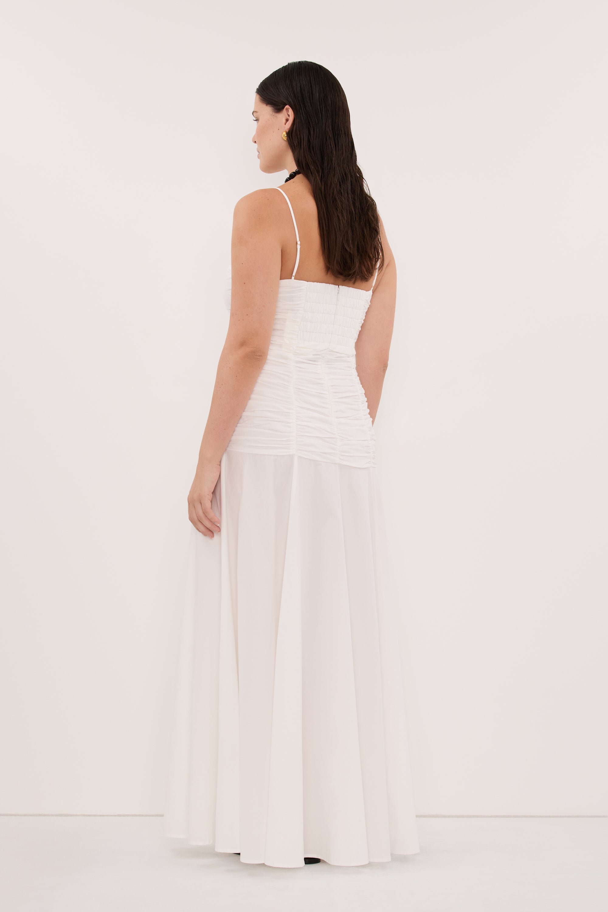 CARA WHITE SLEEVELESS COTTON MIDI DRESS