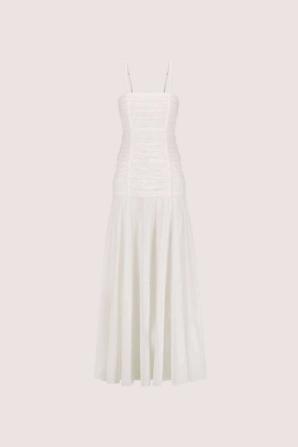 CARA WHITE SLEEVELESS COTTON MIDI DRESS