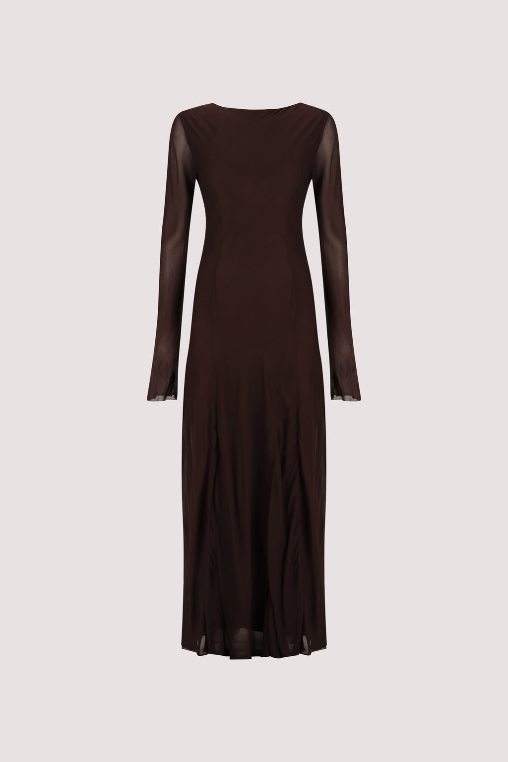 ELODIE DARK CHOC LONG SLEEVE MAXI DRESS