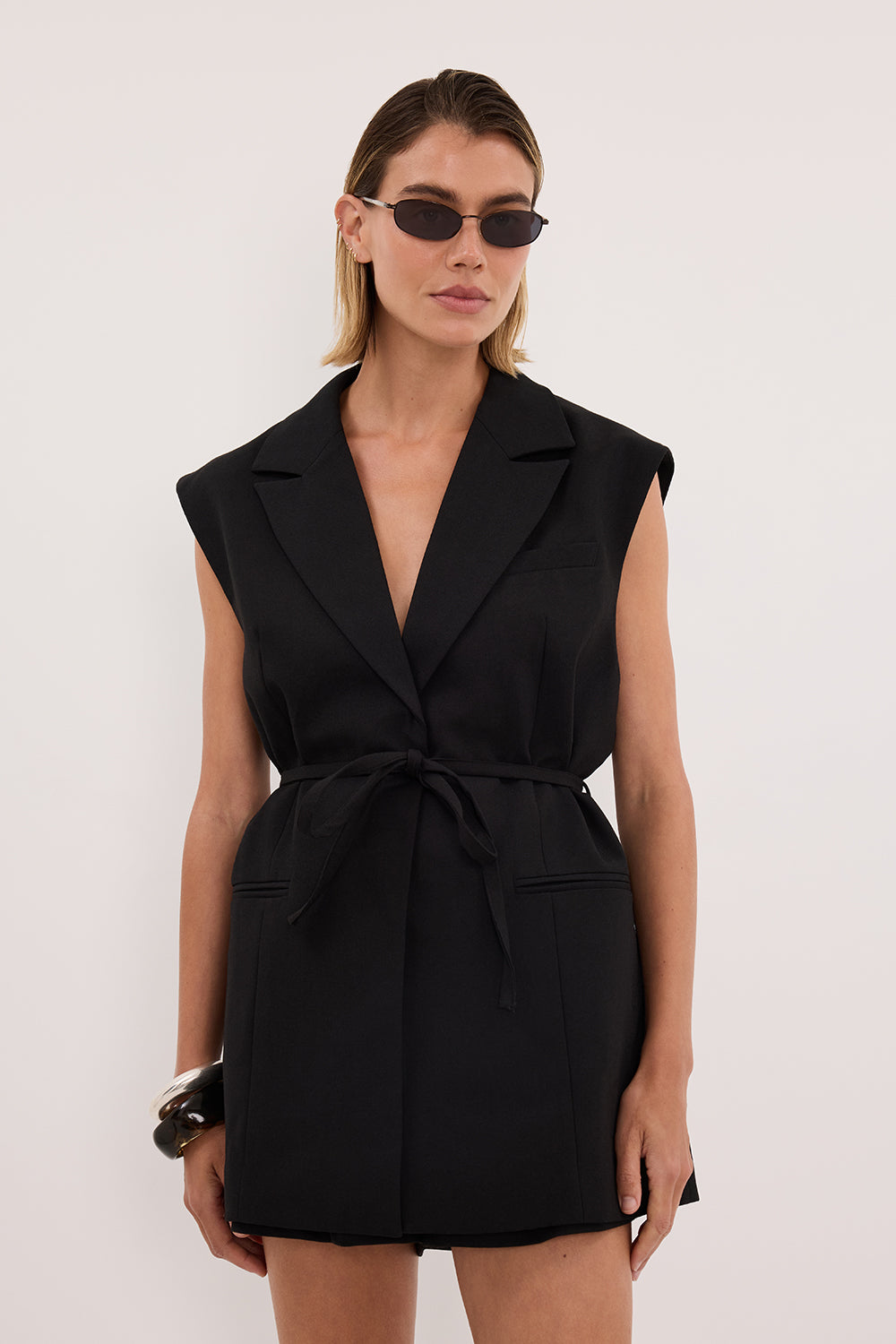 CYRUS BLACK SLEEVELESS WRAP VEST