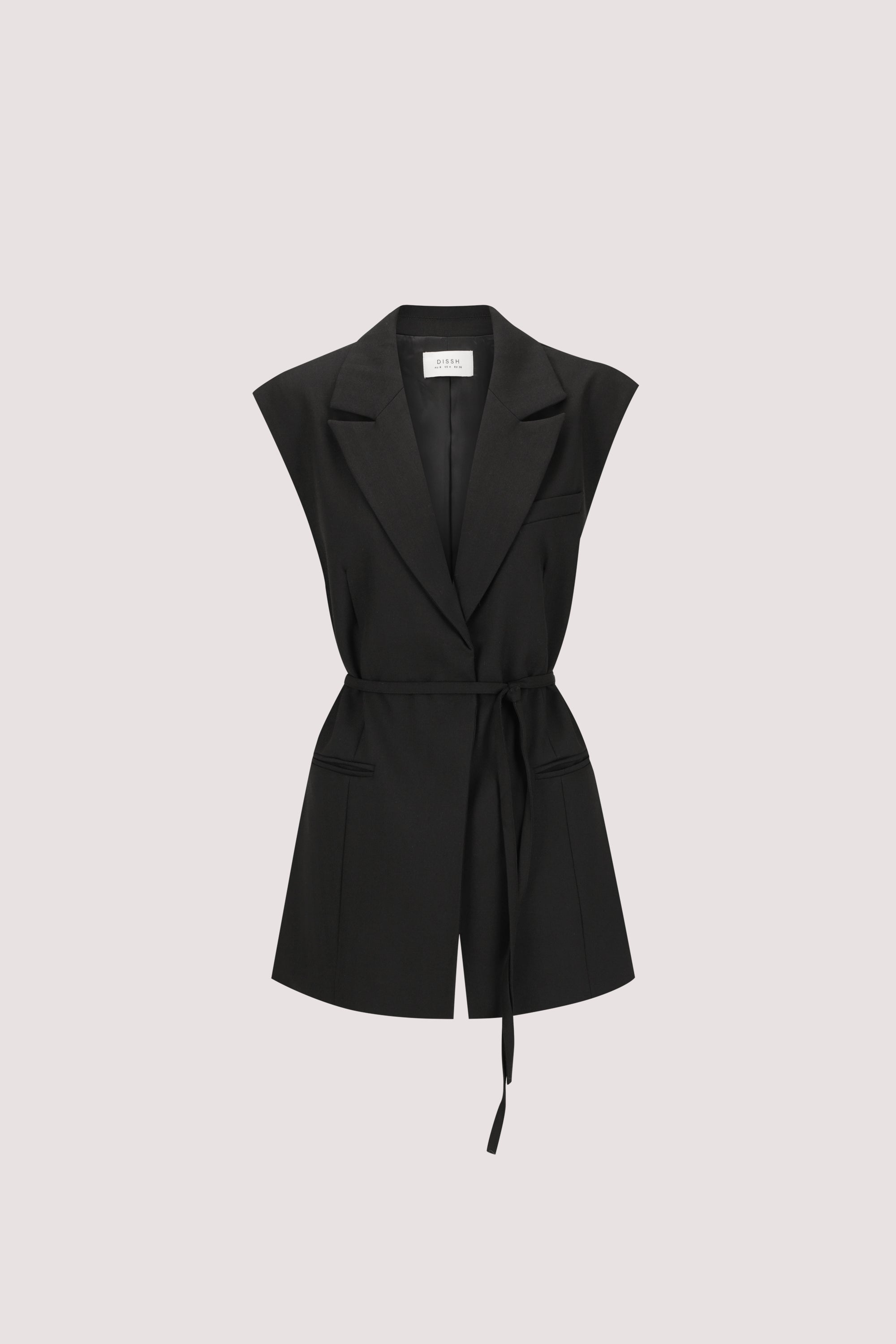 CYRUS BLACK SLEEVELESS WRAP VEST