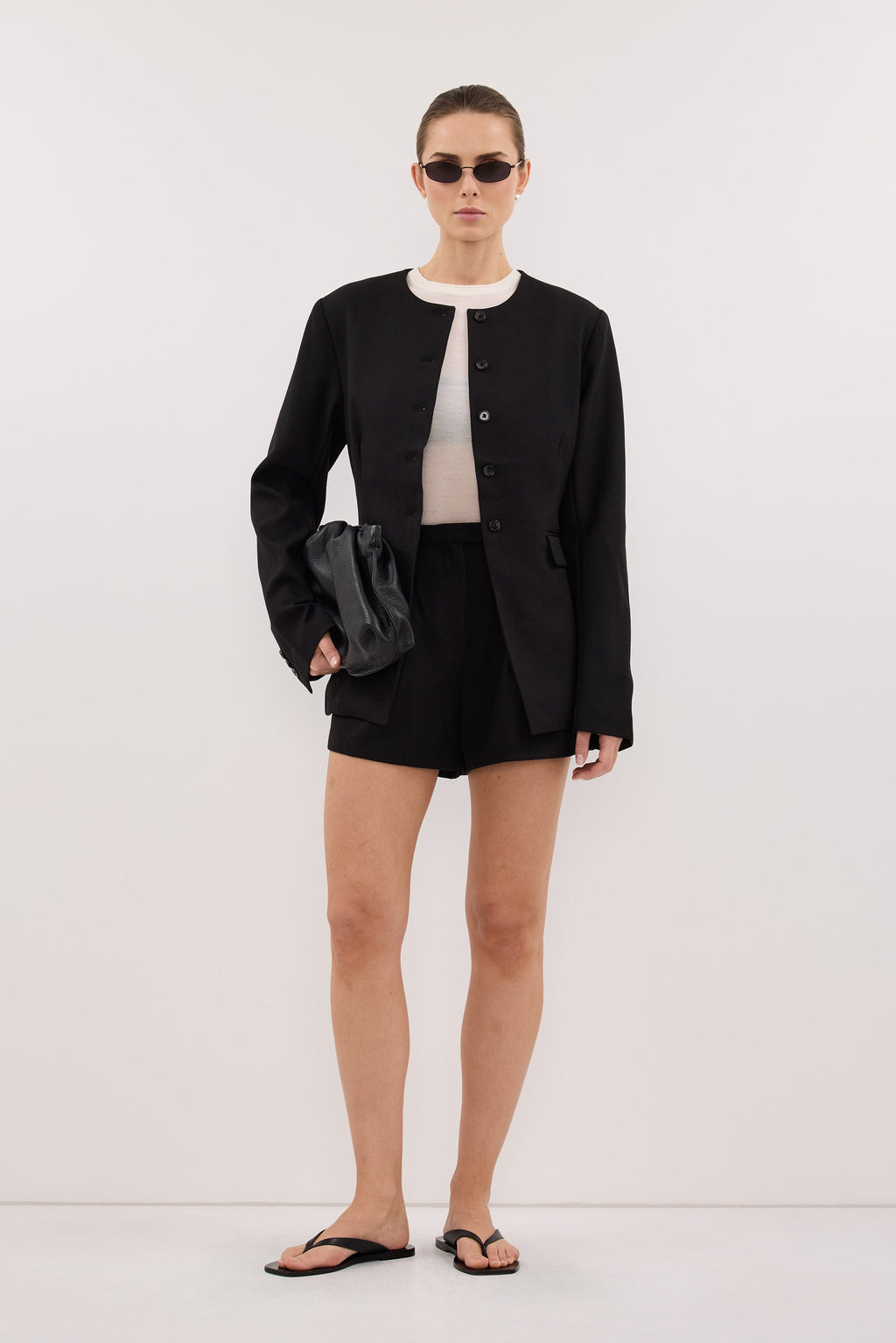 CYRUS BLACK COLLARLESS BLAZER