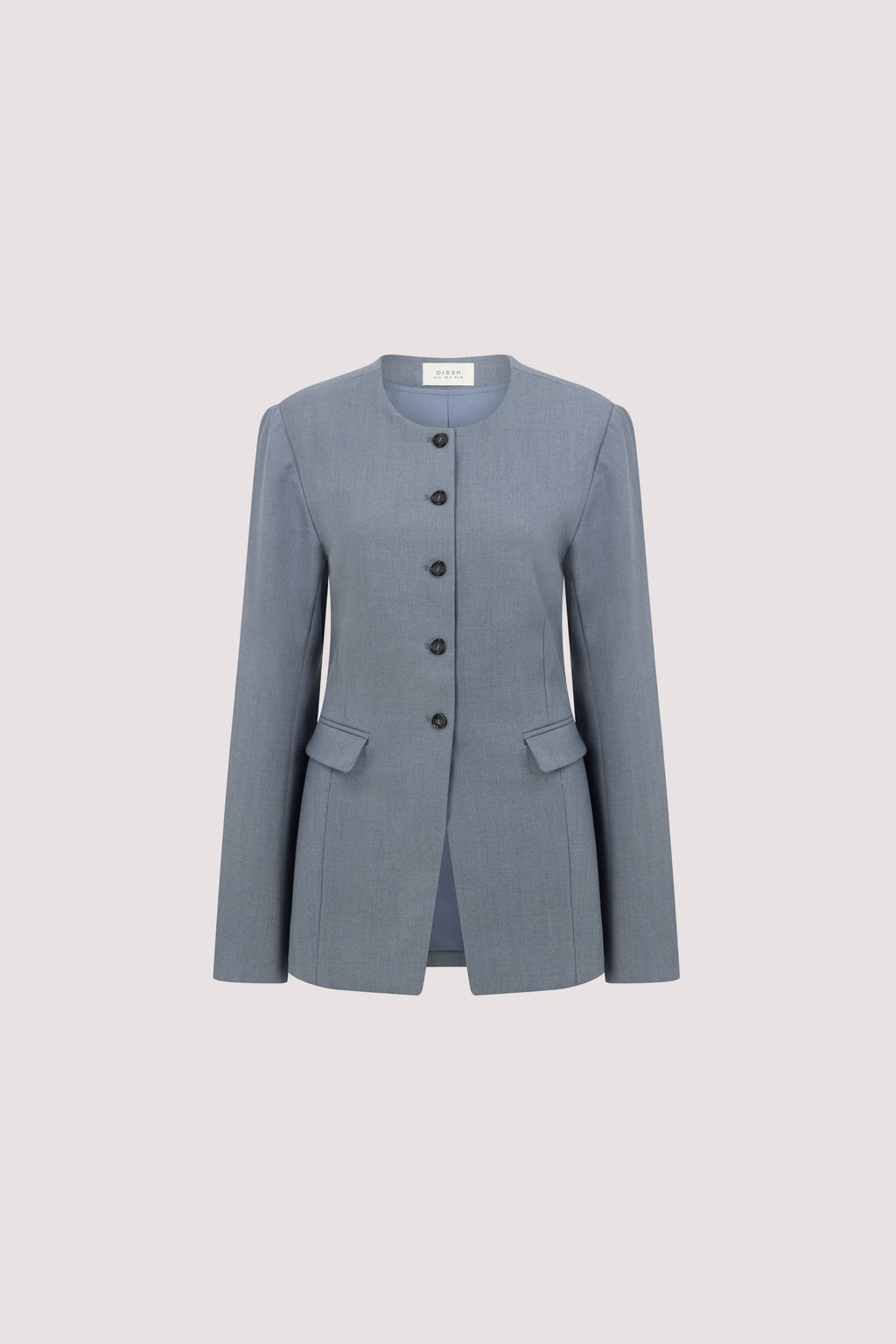 PEYTON DUSTY BLUE COLLARLESS BLAZER