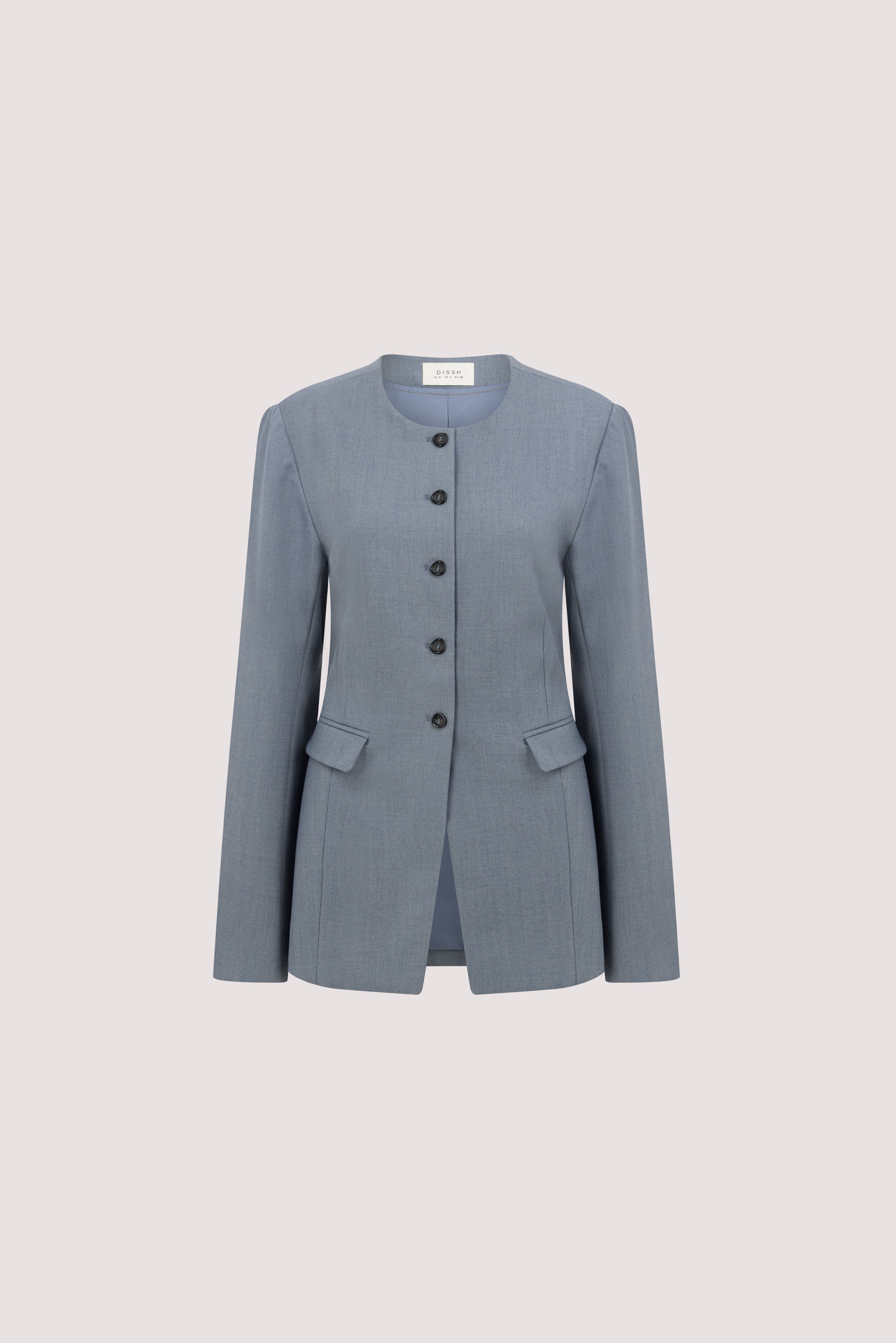PEYTON DUSTY BLUE COLLARLESS BLAZER