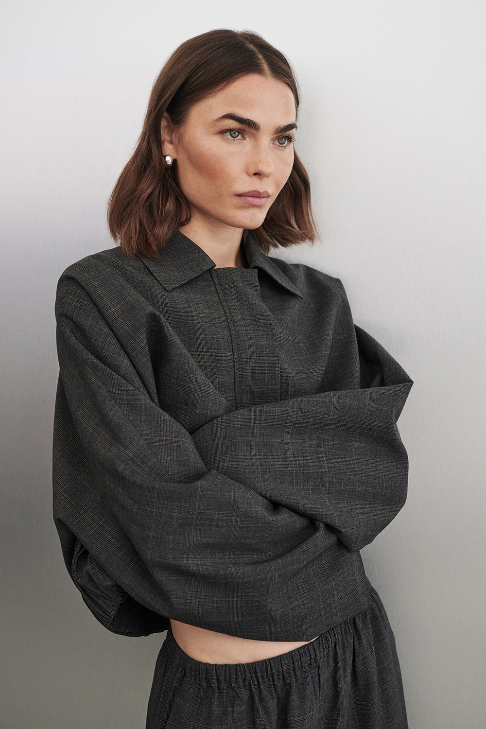 MARCO GREY PLAID BOMBER JACKET