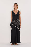 ADRIENNE BLACK SILK PRINT SCARF