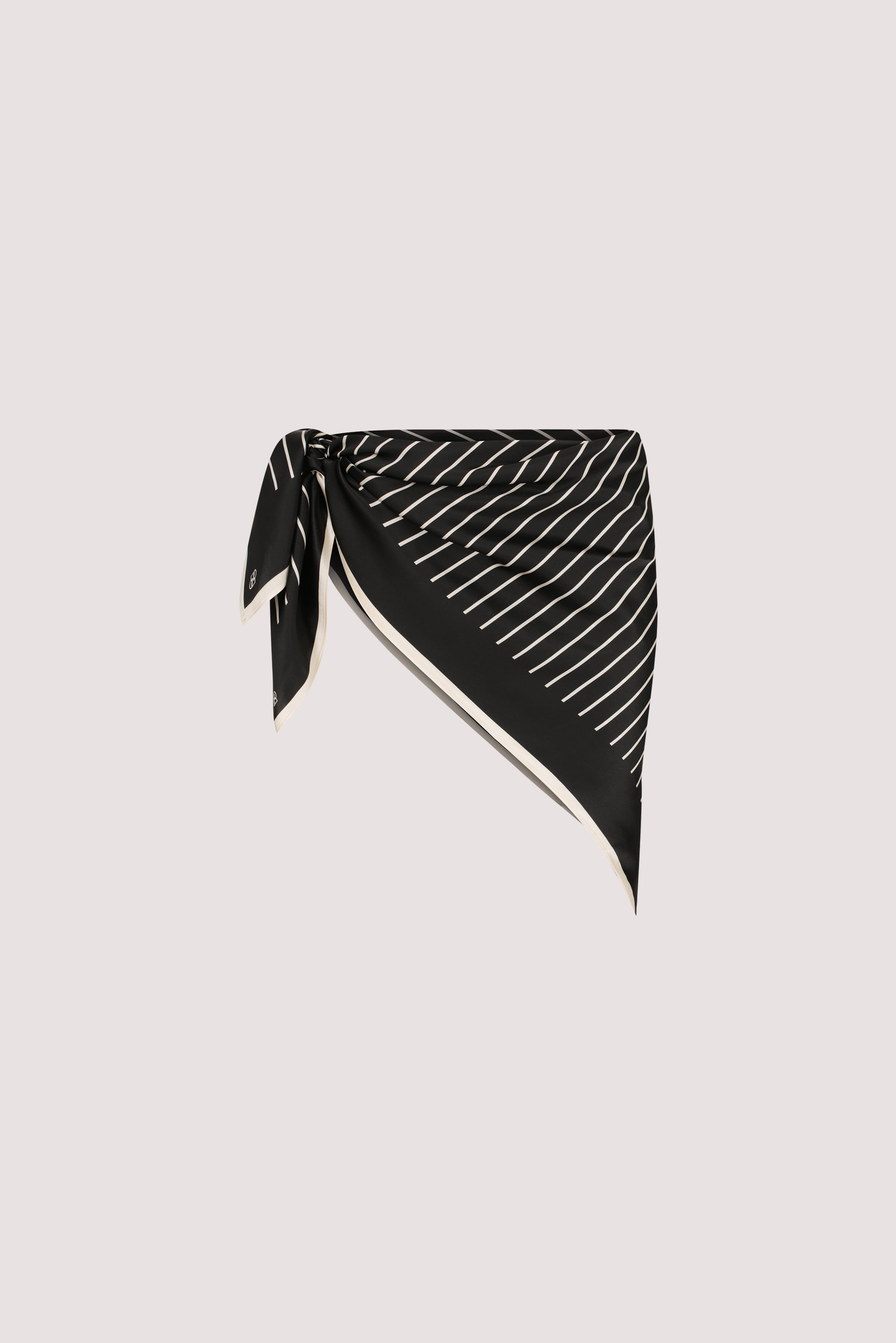 ADRIENNE BLACK SILK PRINT SCARF