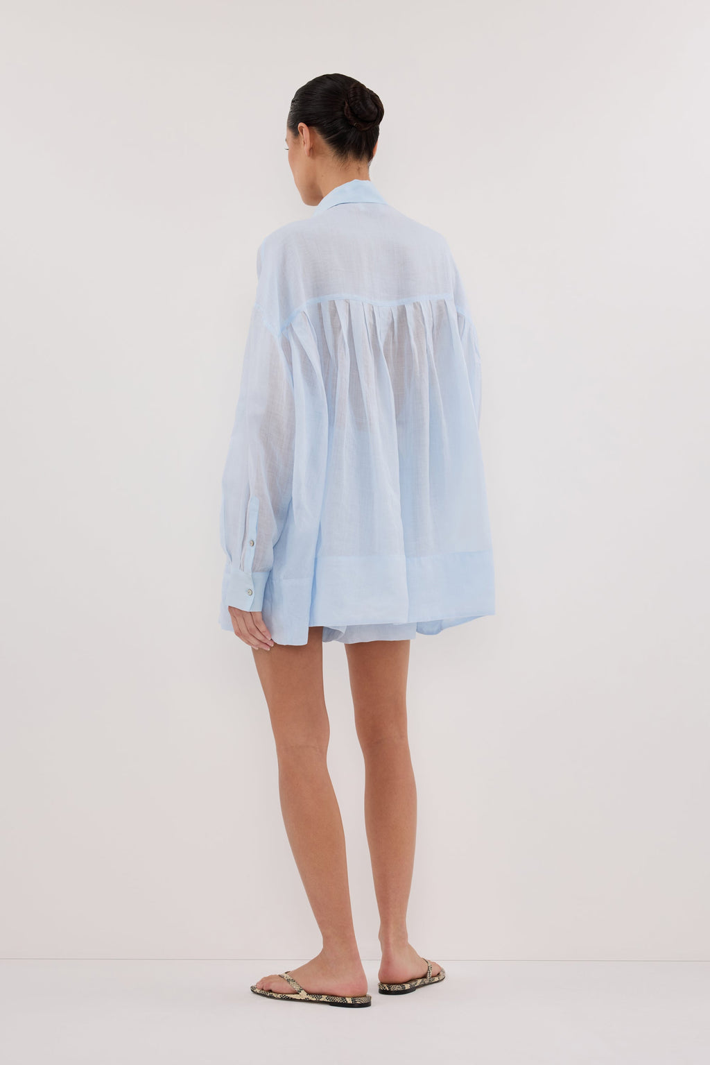 KAI CORNFLOWER OVERSIZED RAMIE LONG SLEEVE SHIRT