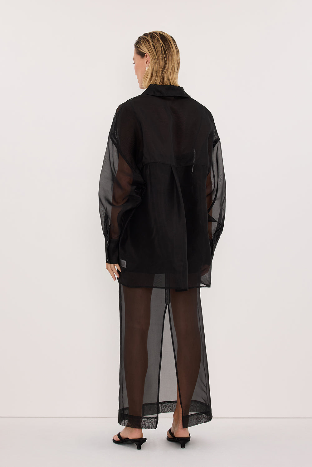 SIAN BLACK SILK ORGANZA SHIRT