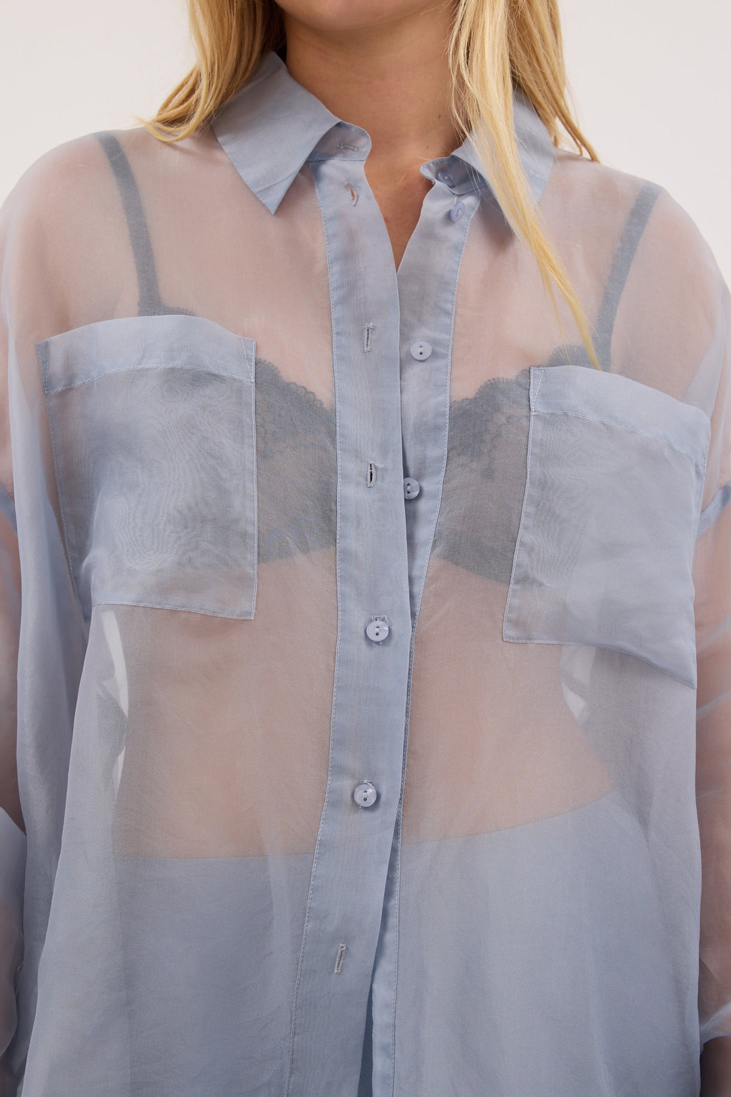 SIAN DUSTY BLUE SILK ORGANZA SHIRT