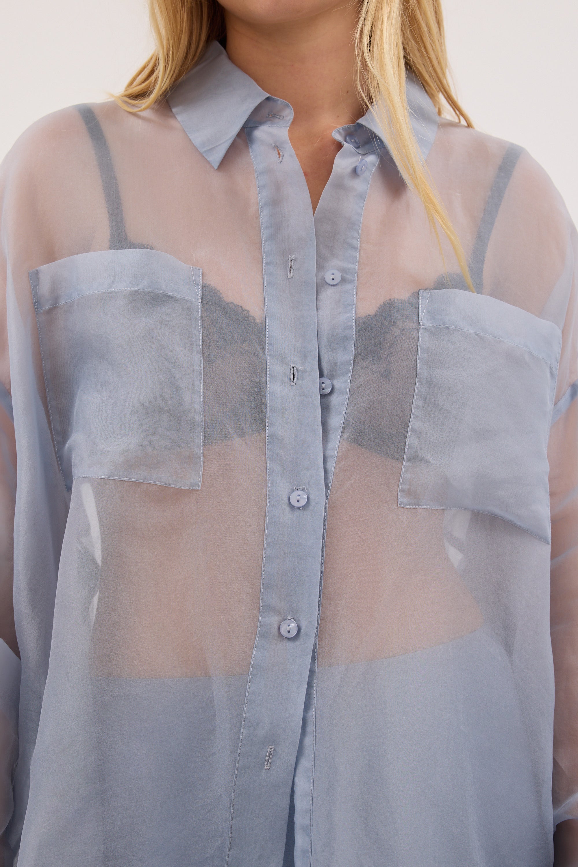 SIAN DUSTY BLUE SILK ORGANZA SHIRT
