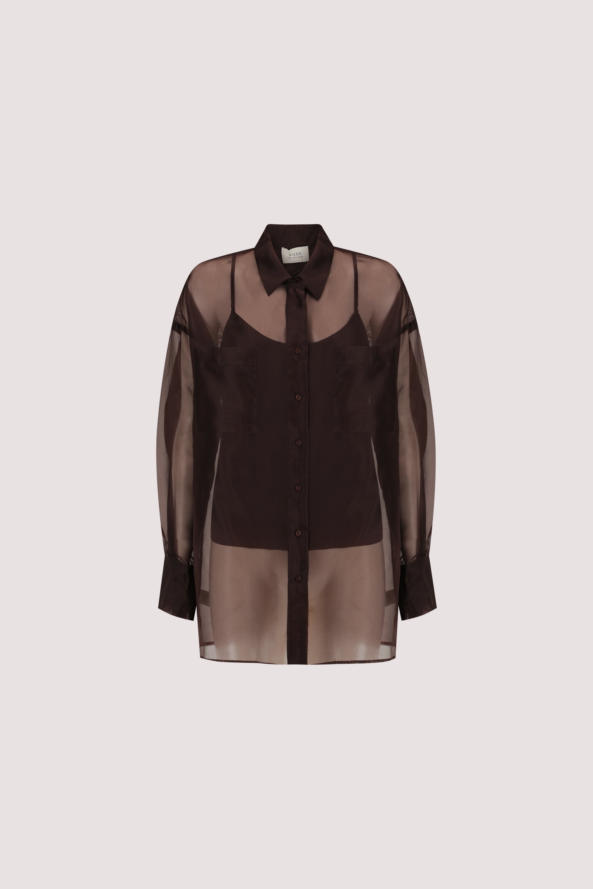 SIAN DARK CHOC SILK ORGANZA SHIRT
