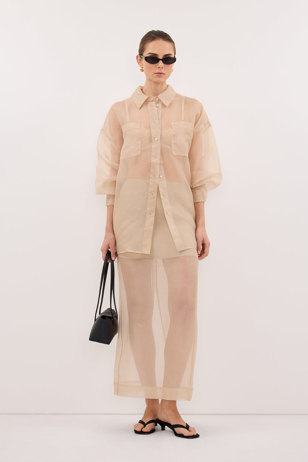 SIAN GOLD SILK ORGANZA SHIRT