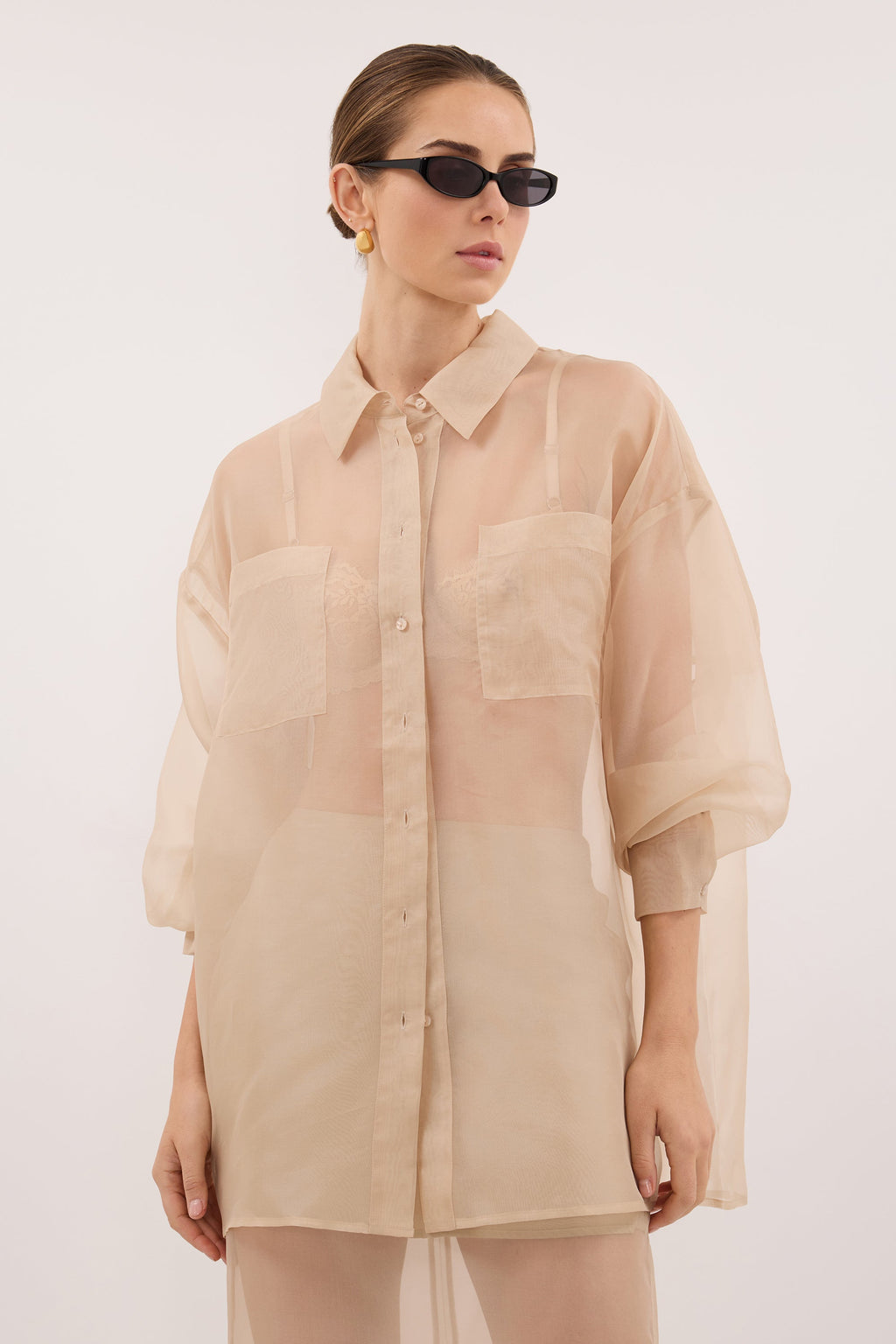 SIAN GOLD SILK ORGANZA SHIRT