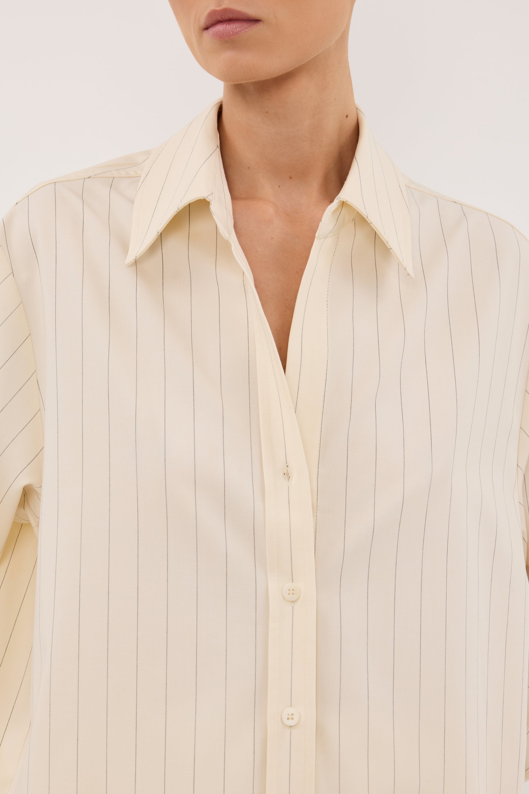 SIAN CREAM PINSTRIPE LONG SLEEVE SHIRT