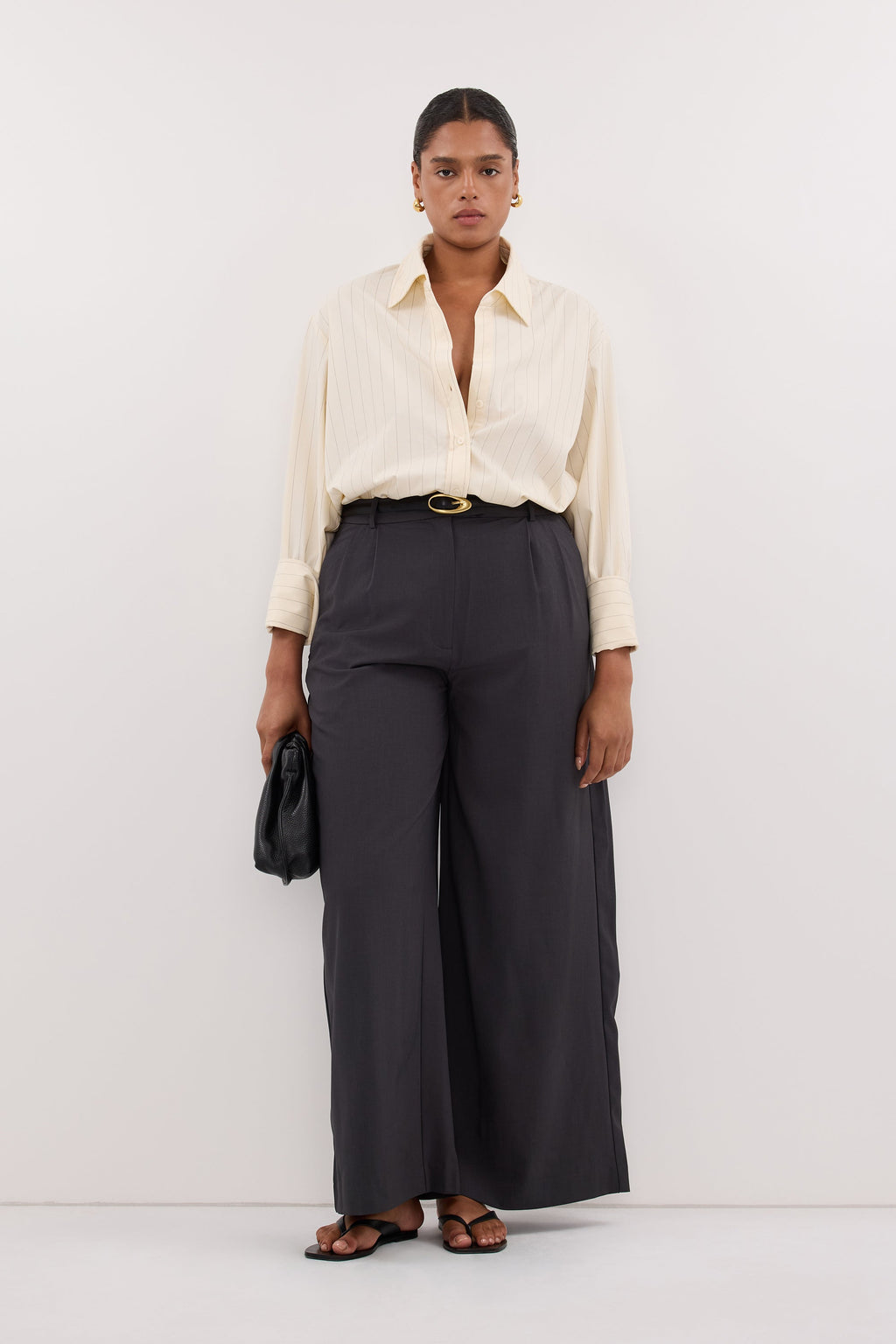SIAN CREAM PINSTRIPE LONG SLEEVE SHIRT