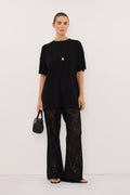 SLOANE BLACK COTTON LONGLINE TEE