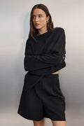 SLOANE BLACK LONG SLEEVE CREW KNIT TOP