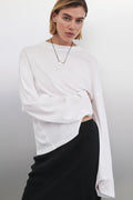 SLOANE WHITE LONG SLEEVE CREW KNIT TOP