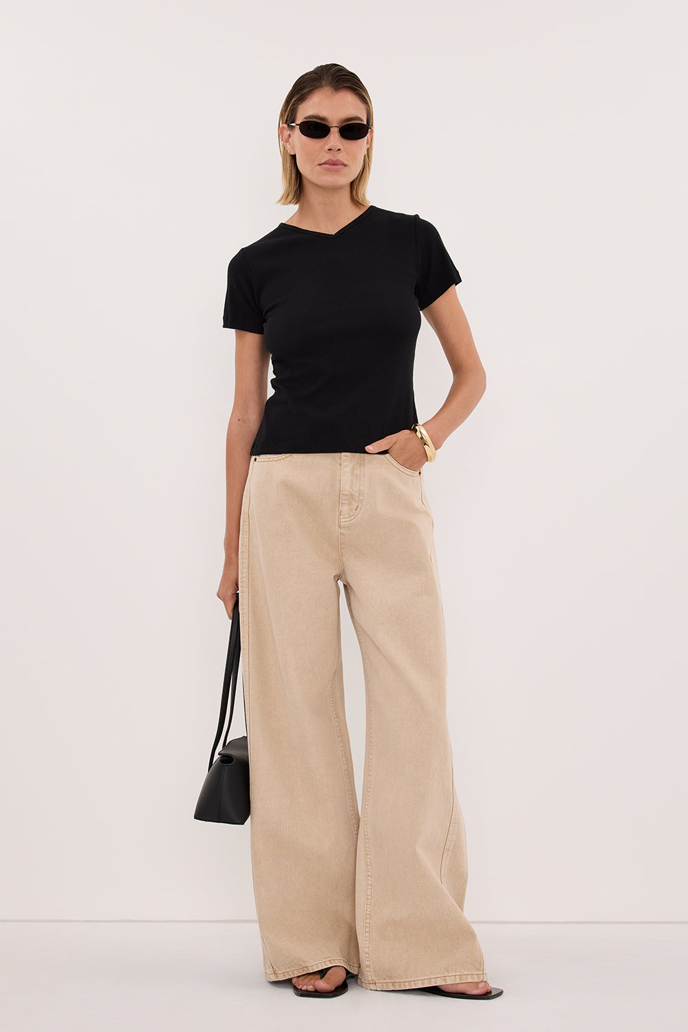 SLOANE BLACK KNIT BABY TEE