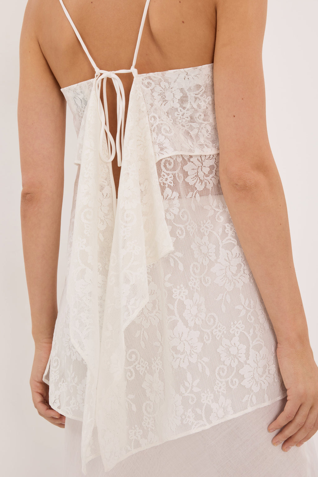 ANYA WHITE LACE WATERFALL TOP