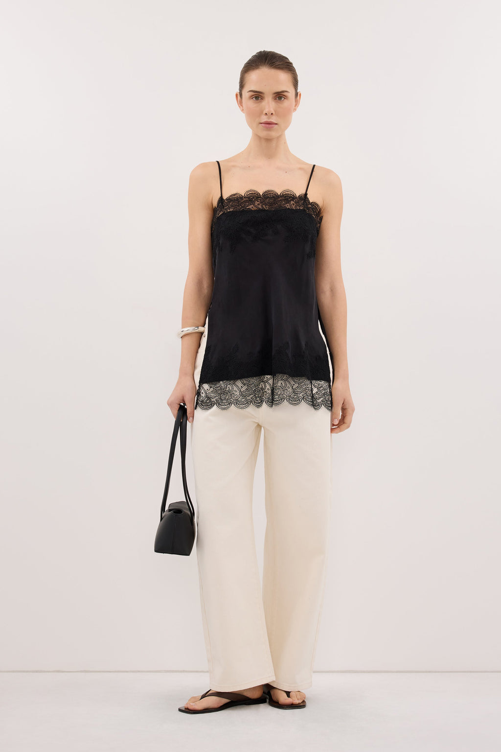 MINA BLACK CUPRO LACE TOP