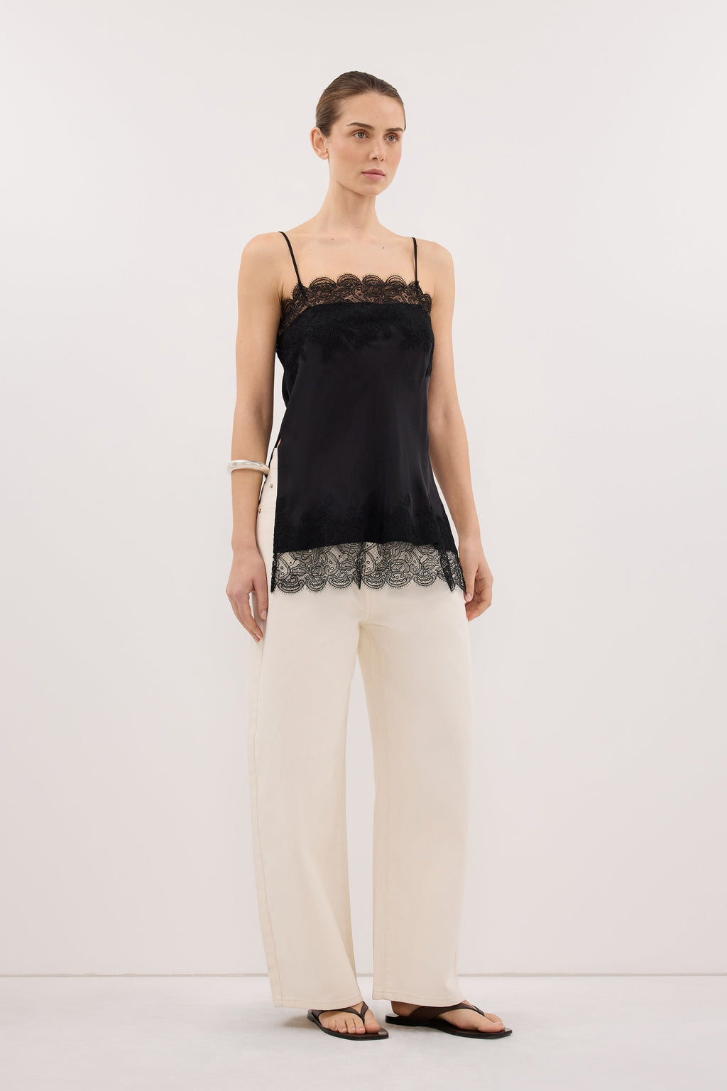 MINA BLACK CUPRO LACE TOP