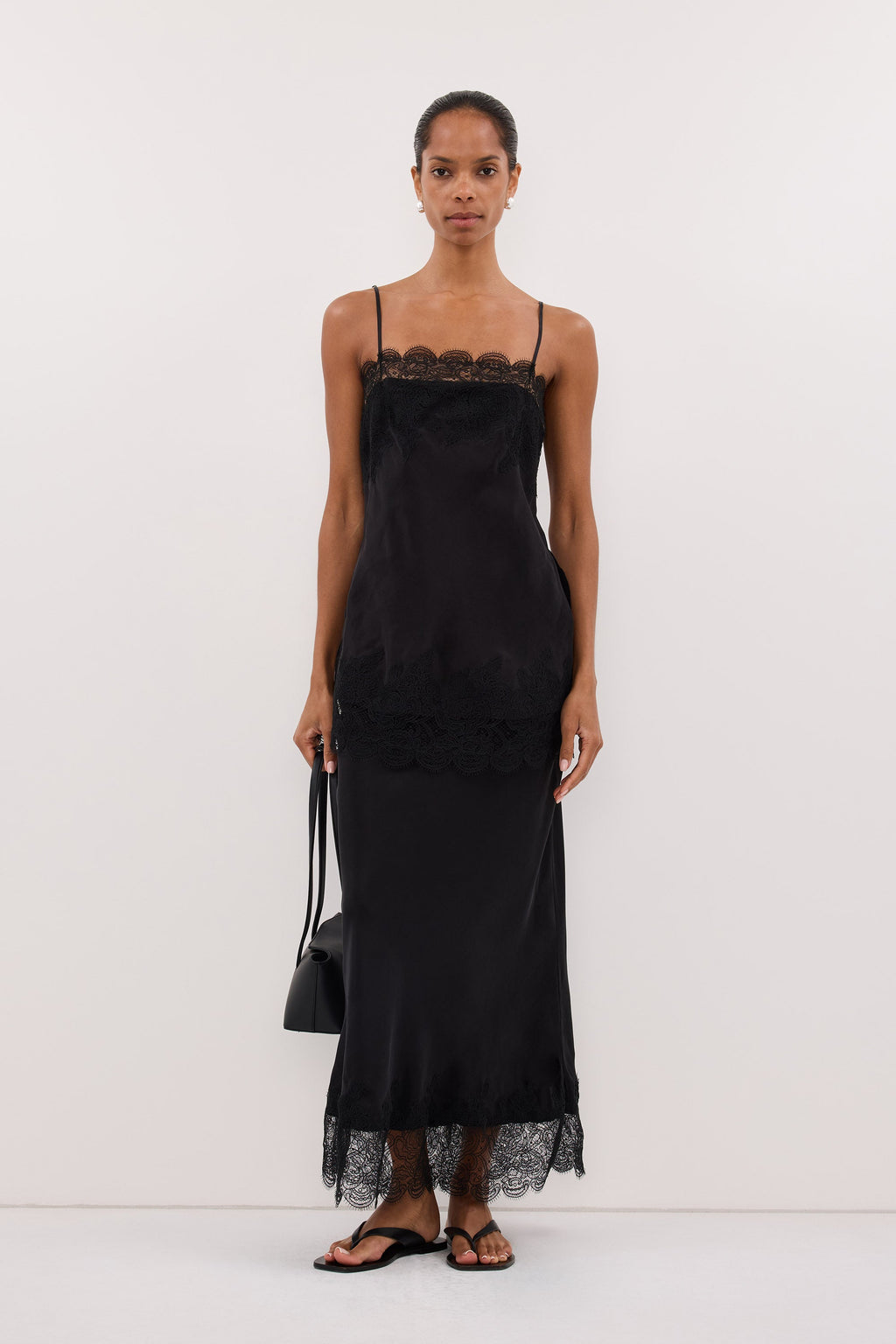 MINA BLACK CUPRO LACE TOP