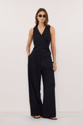 SIAN INK PINSTRIPE ASYM VEST