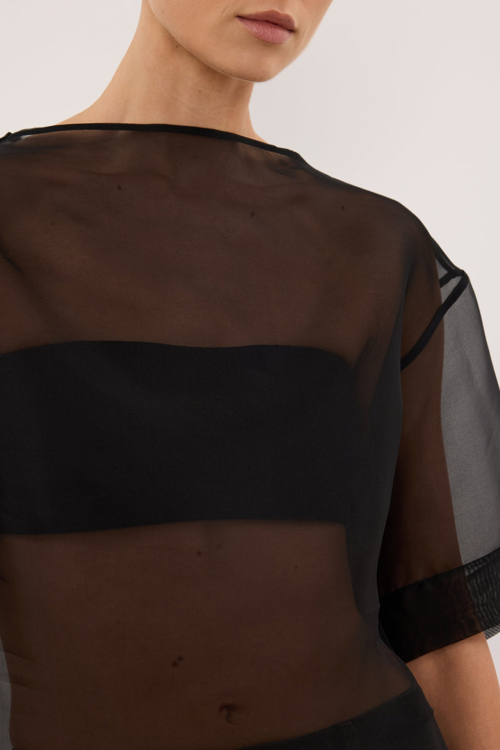 SIAN BLACK SILK ORGANZA TEE