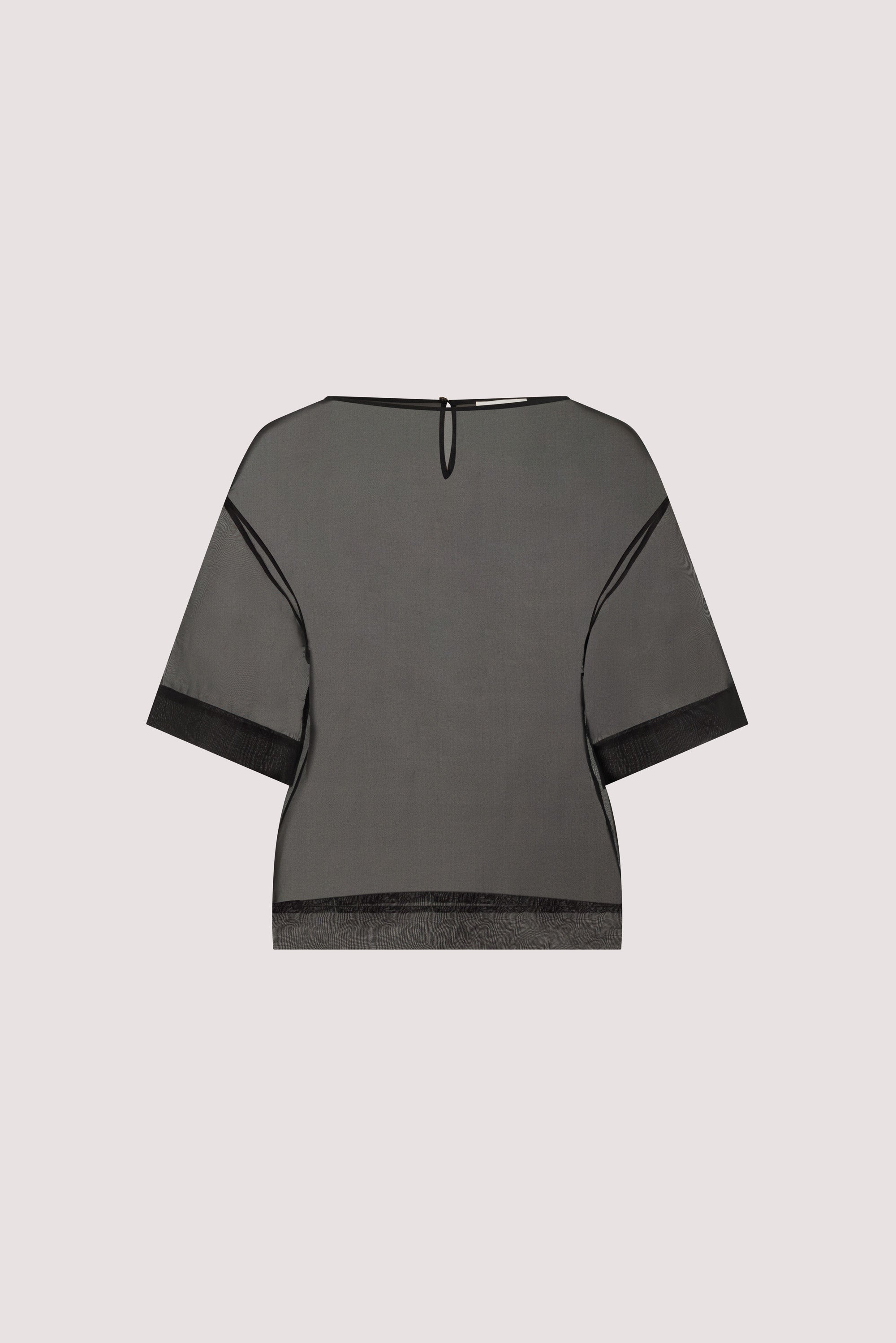 SIAN BLACK SILK ORGANZA TEE