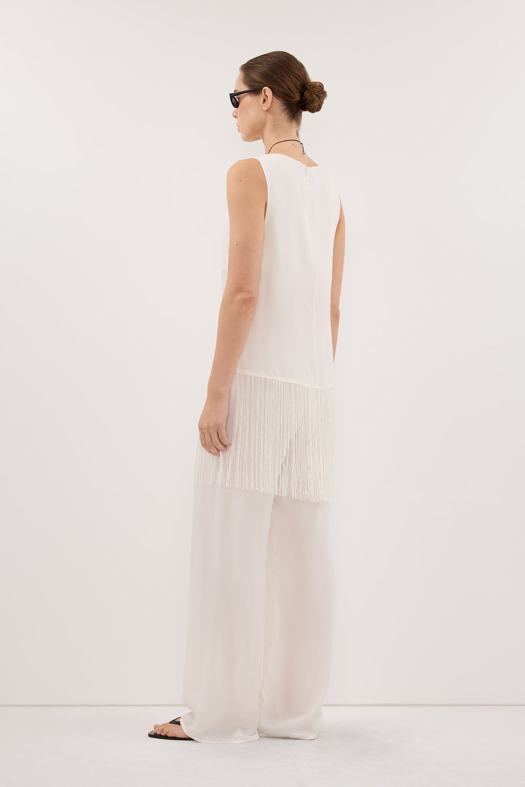 FIORA WHITE CUPRO FRINGE TOP
